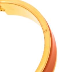 Pre Owned Hermès Clic H Orange Enamel Gold Plated Narrow Bracelet PM