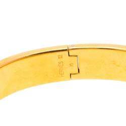 Pre Owned Hermès Clic H Orange Enamel Gold Plated Narrow Bracelet PM
