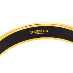 Pre Owned Hermès Caleche Coral Pink Enamel Gold Plated Bracelet