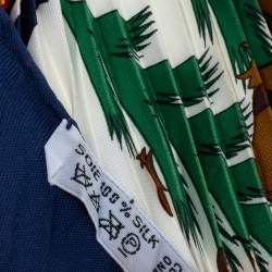 Pre Owned Hermes Multicolor Decoupages Printed Silk Plisse Scarf