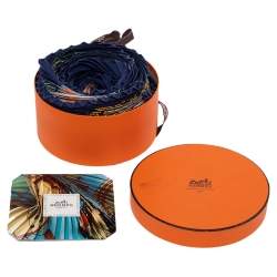 Pre Owned Hermes Multicolor Decoupages Printed Silk Plisse Scarf