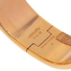 Pre Owned Hermès Clic Clac H Rose Velours Enamel Gold Plated Wide Bracelet PM
