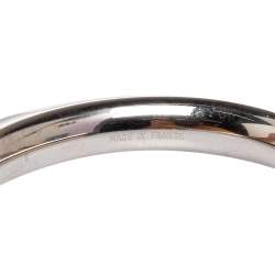 Pre Owned Hermès Black Leather Palladium Plated Kyoto Cuff Bracelet