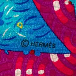 Pre Owned Hermes Fuschia Pink/Purple Bateau Fleuri Silk Square Scarf