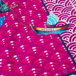 Pre Owned Hermes Fuschia Pink/Purple Bateau Fleuri Silk Square Scarf