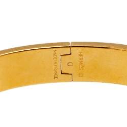Pre Owned Hermès Clic H Green Enamel Palladium Plated Narrow Bracelet PM