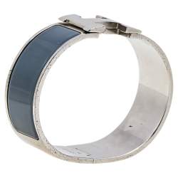 Hermès Clic Clac H Grey Enamel Palladium Plated Wide Bracelet PM