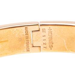 Pre Owned Hermès Clic H Green Enamel Gold Plated Narrow Bracelet PM