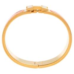 Pre Owned Hermès Clic H Orange Enamel Gold Plated Narrow Bracelet PM