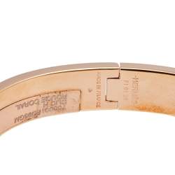 Pre Owned Hermès Clic H Rouge Corail Enamel Rose Gold Plated Narrow Bracelet GM