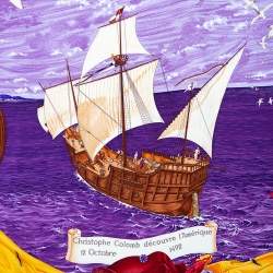 Pre Owned Hermes Orange Christophe Colomb Découvre l'Amerique Silk Square Scarf