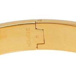 Pre Owned Hermès Clic H Yellow Enamel Rose Gold Plated Narrow Bracelet PM