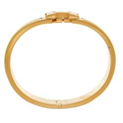 Pre Owned Hermès Clic H Yellow Enamel Rose Gold Plated Narrow Bracelet PM