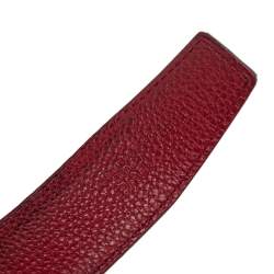 Pre Owned Hermes Moka/Vermillon Togo and Box Leather Evelyne Buckle Belt 105CM
