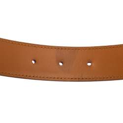 Pre Owned Hermes Fuchsia Ostrich H Strie Buckle Reversible Belt 80 CM