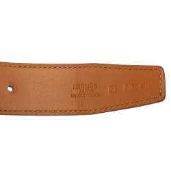 Pre Owned Hermes Fuchsia Ostrich H Strie Buckle Reversible Belt 80 CM