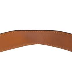 Pre Owned Hermes Fuchsia Ostrich H Strie Buckle Reversible Belt 80 CM