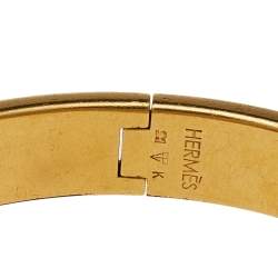 Pre Owned Hermès Clic H Orange Enamel Gold Plated Narrow Bracelet PM