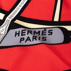 Pre Owned Hermès Red Balade en Berline Silk Scarf