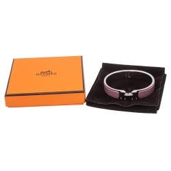 Pre Owned Hermès Clic H Lilac Enamel Palladium Plated Narrow Bracelet PM