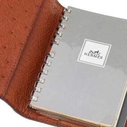 Pre Owned Hermes Brown Ostrich Leather Agenda/Notebook Cover