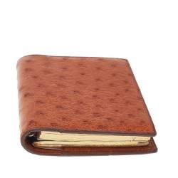 Pre Owned Hermes Brown Ostrich Leather Agenda/Notebook Cover