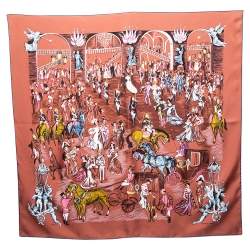 Pre Owned Hermès Brown Clerc Silk Scarf