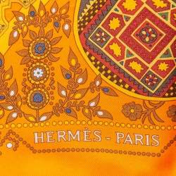 Pre Owned Hermès Orange L' Arbre de Vie Silk Scarf