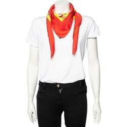 Pre Owned Hermès Yellow & Red Din Tini Ya Zue Silk Scarf