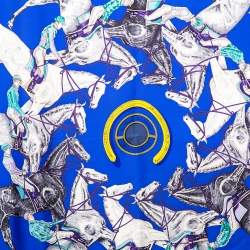 Pre Owned Hermès White Ex Libris en Camouflage Silk Scarf