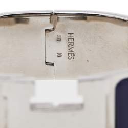Pre Owned Hermès Clic H Purple Enamel Palladium Plated Narrow Bracelet PM