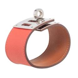 Hermès Coral Leather Kelly Dog Bracelet 