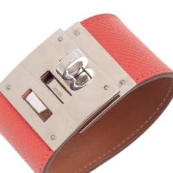 Hermès Coral Leather Kelly Dog Bracelet 