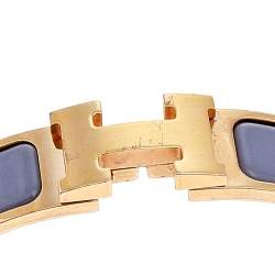 Pre Owned Hermes Clic H Gold Plate Lavender Enamel Cuff Bracelet PM