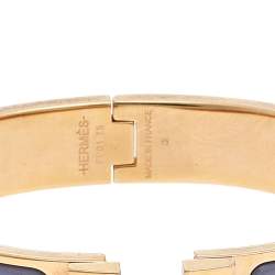 Pre Owned Hermes Clic H Gold Plate Lavender Enamel Cuff Bracelet PM