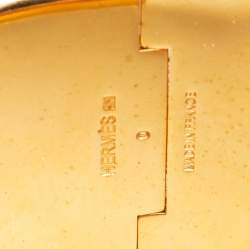 Pre Owned Hermès Clic Clac H Black Enamel Gold Plated Extra Wide Bracelet PM