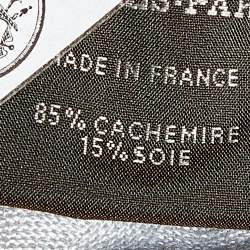 Pre Owned Hermes Light Grey Logo Jacquard Cashmere & Silk Shawl