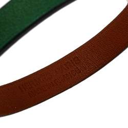 Pre Owned Hermes Micro Rivale Green Leather Bracelet S