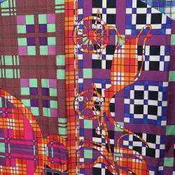 Pre Owned Hermés Multicolor Ex-Libris a Carreaux Silk Scarf