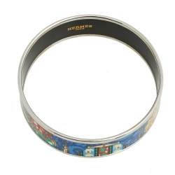 Pre Owned Hermès Multicolor Cachemire de Tamara Enamel Palladium Plated Bangle Bracelet