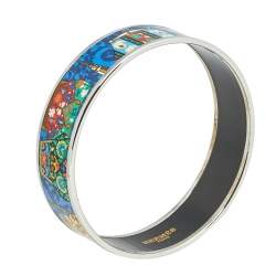 Pre Owned Hermès Multicolor Cachemire de Tamara Enamel Palladium Plated Bangle Bracelet