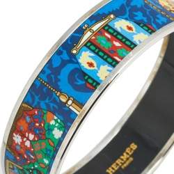 Pre Owned Hermès Multicolor Cachemire de Tamara Enamel Palladium Plated Bangle Bracelet