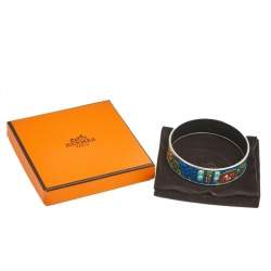 Pre Owned Hermès Multicolor Cachemire de Tamara Enamel Palladium Plated Bangle Bracelet