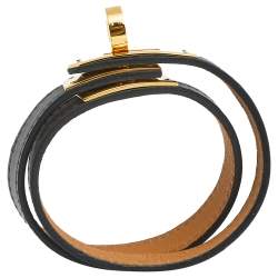 Pre Owned Hermès Brown Leather Kelly Double Tour Bracelet S