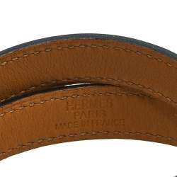 Pre Owned Hermès Brown Leather Kelly Double Tour Bracelet S