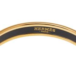 Pre Owned Hermès Calèche Mauve Enamel Gold Plated Bangle Bracelet