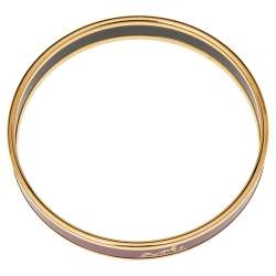 Pre Owned Hermès Calèche Mauve Enamel Gold Plated Bangle Bracelet
