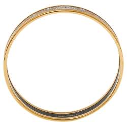 Pre Owned Hermès Gold Printed Enamel Gold Plated Bangle Bracelet