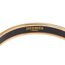 Pre Owned Hermès Multicolor Printed Enamel Gold Plated Bangle Bracelet