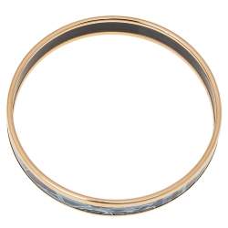 Pre Owned Hermès Multicolor Printed Enamel Gold Plated Bangle Bracelet